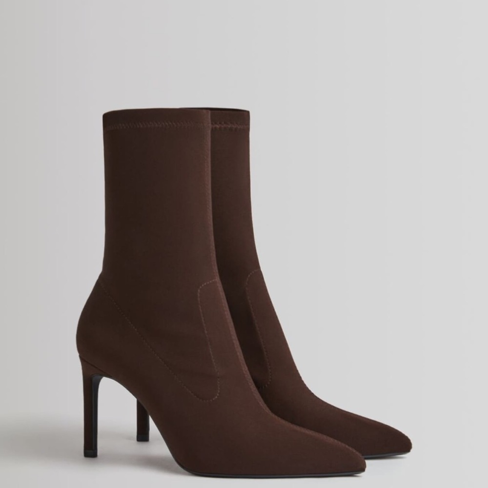 Bershka Brown Ankle Sock Boots 38